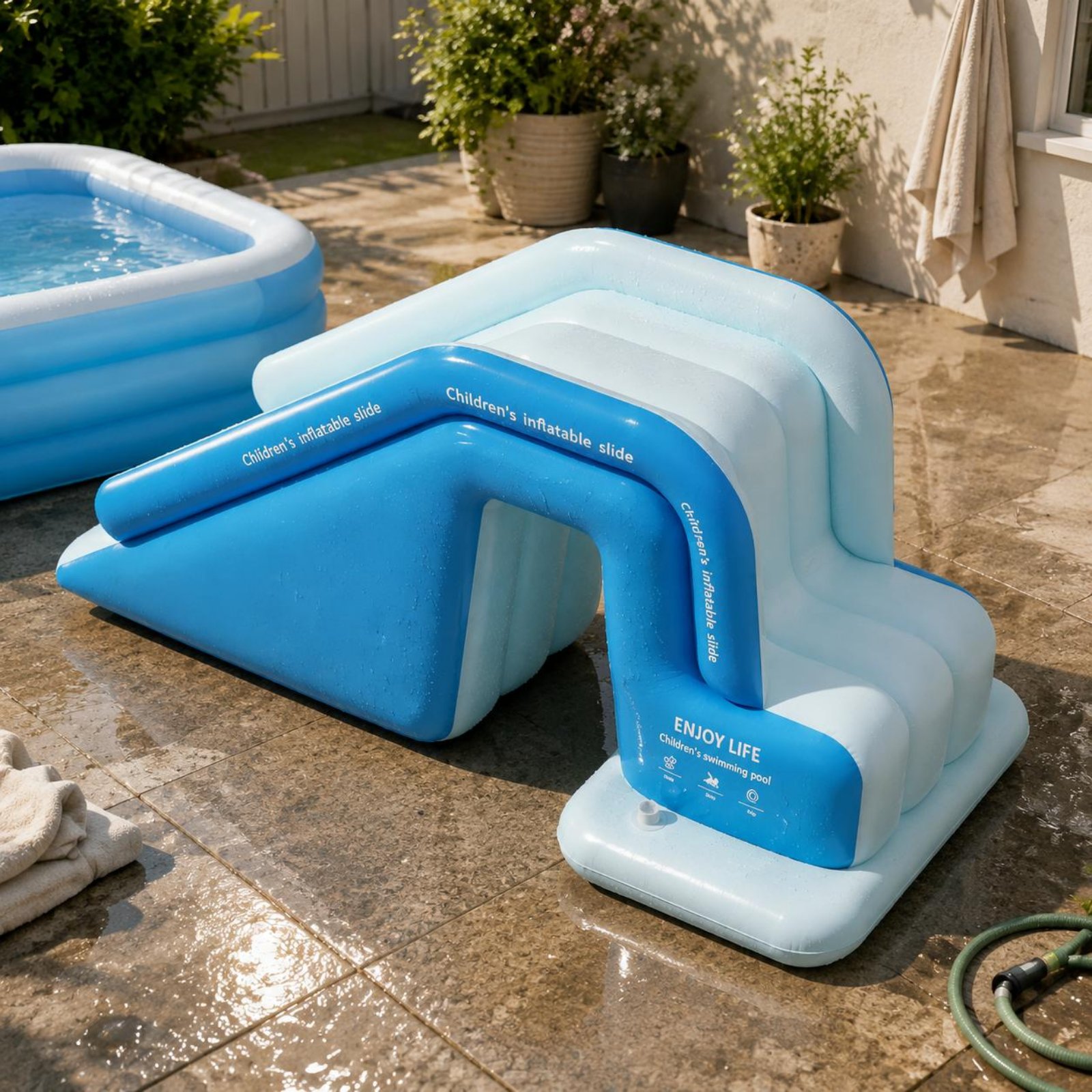 Kids Outdoor Nature Toys - Aufblasbare Poolrutsche Faltbarer Aufblasbarer Wasserpark Kinder-Spritzbecken