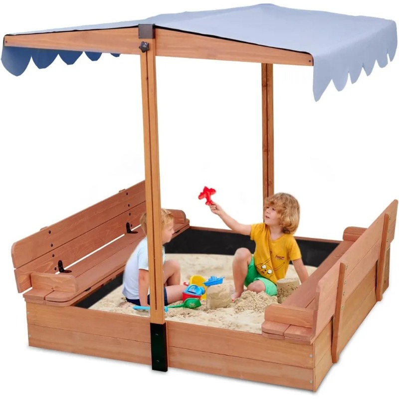Kids Outdoor Bench - Holz-Sandkasten für Kinder mit Sonnendach, 2