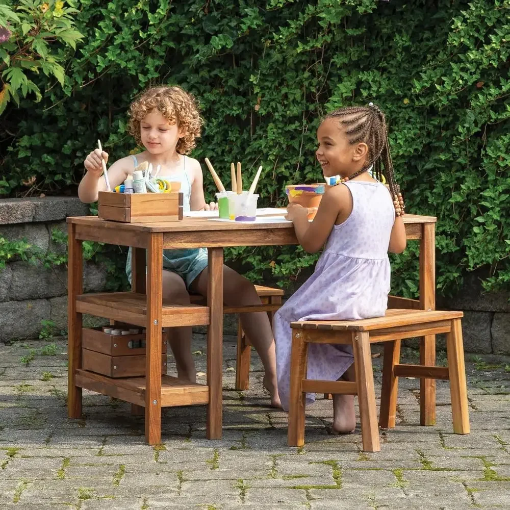 Kids Outdoor Bench - Kinder-Outdoor-Aktivitätstisch mit 2 Bänken: Aktivitätstisch aus