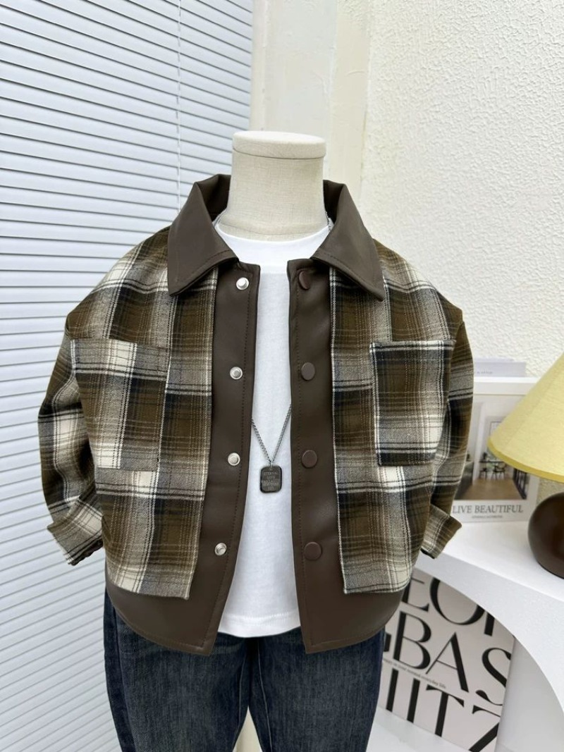 Kids Outdoor Jacket - Kinder Plaid Jacke Jungen Frühling Langarm