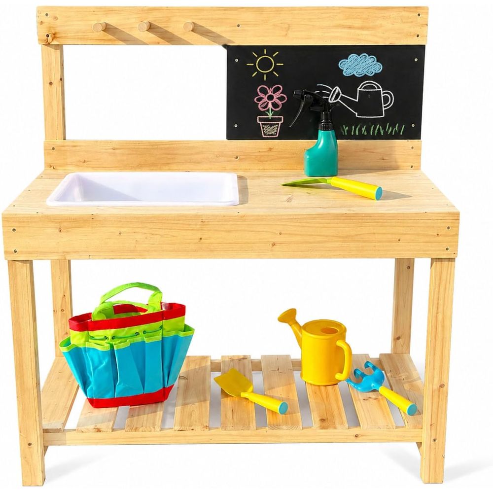 Kids Outdoor Chalkboard - Kinder-Holz-Bastelbank für die Schlammküche | Gartenspieltisch