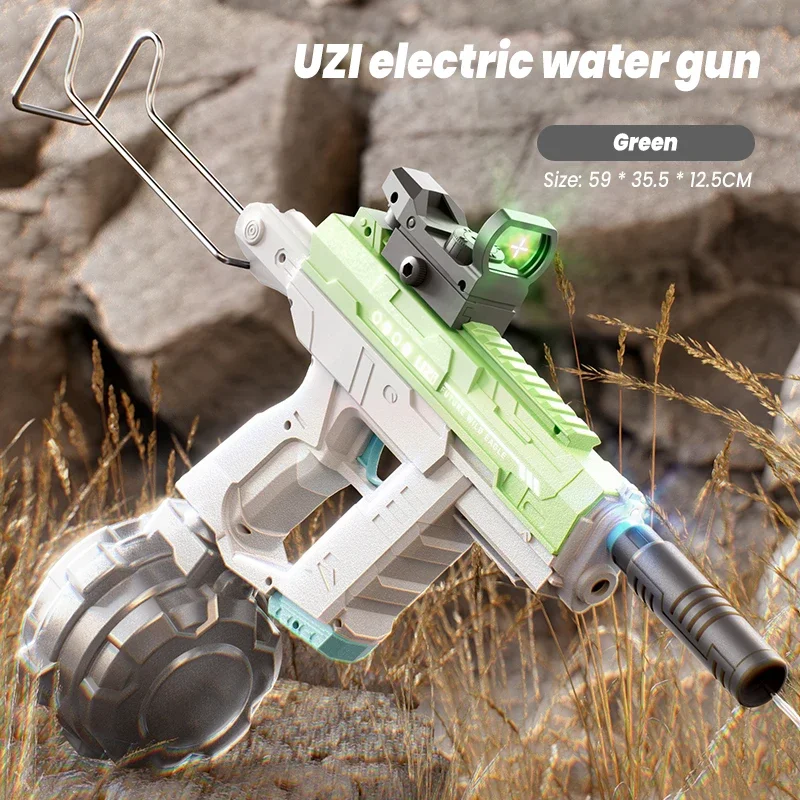 Kids Outdoor Nature Toys - Elektrische UZI Weltraum-Wasserpistole mit integrierter Dreifachfunktion,