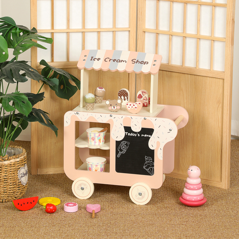 Kids Outdoor Chalkboard - Kinder Spielzeug Holz Eis Warenkorb Miniatur
