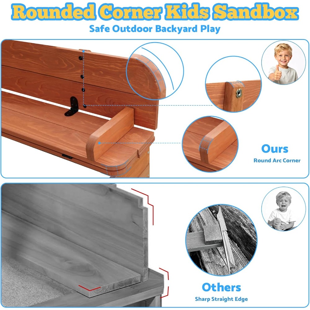 US-Versand: Holz-Sandkasten fü – Kids Outdoor Bench Bewertung und Preis
