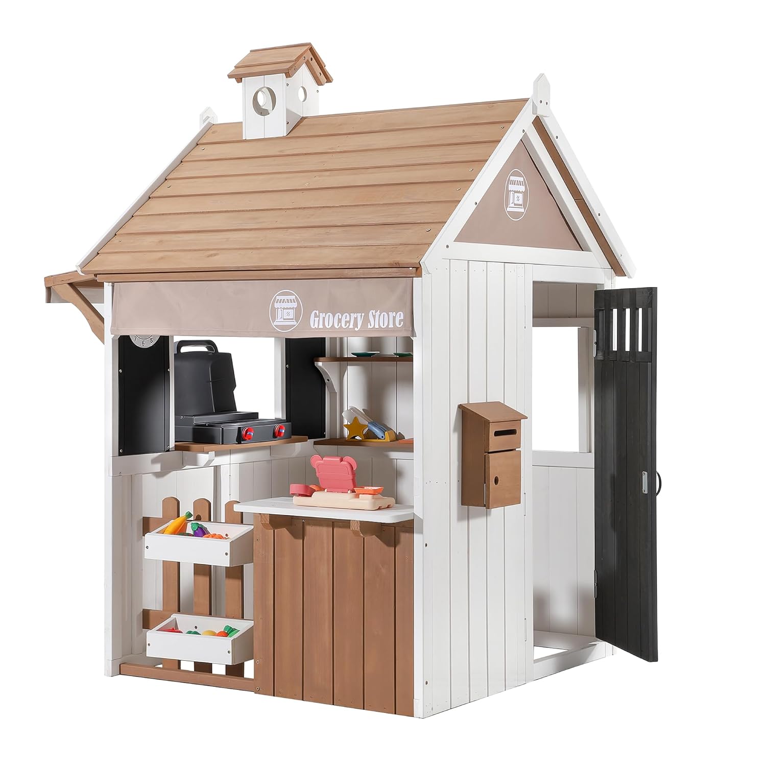 2-in-1 Zedernholz-Spielhaus fü – Kids Outdoor Chalkboard Bewertung und Preis