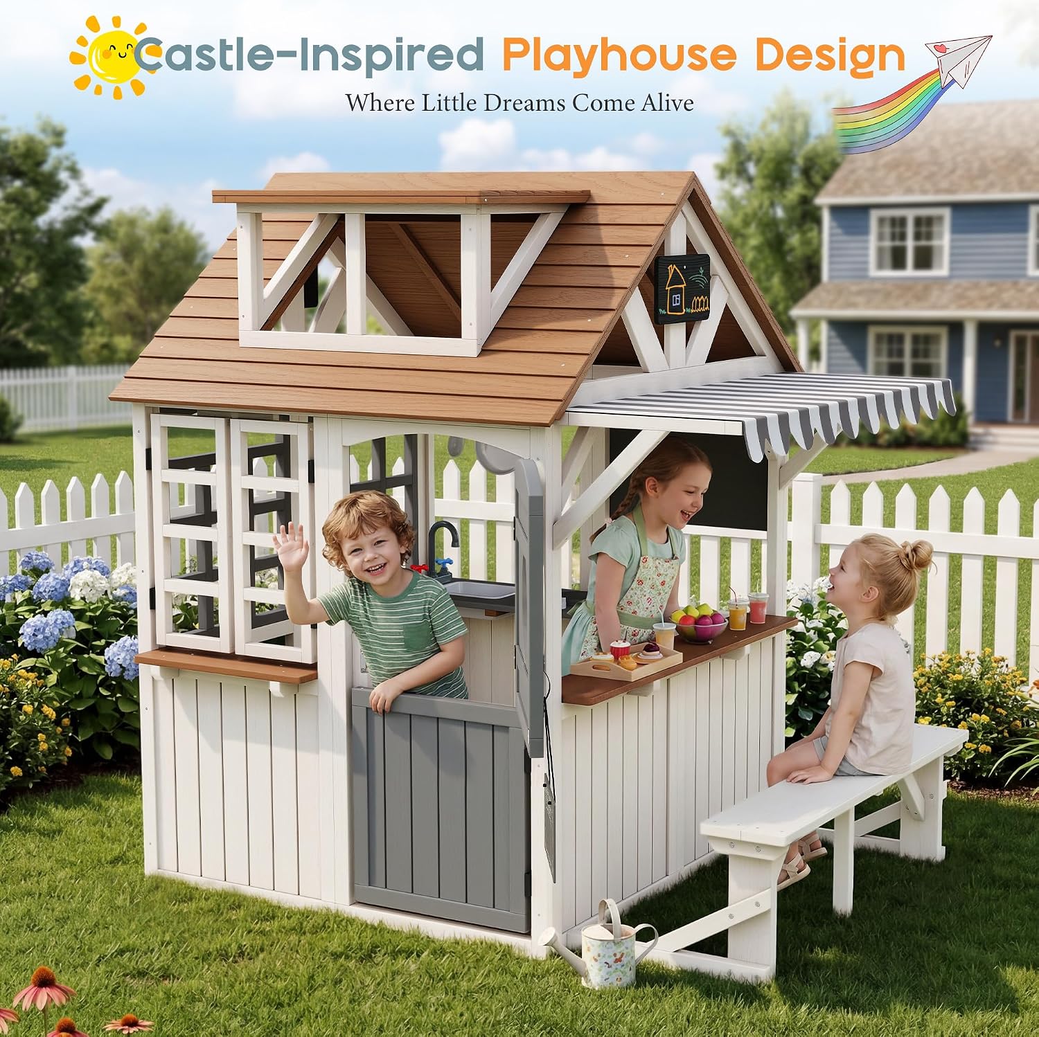 Langlebiges Kinder-Spielhaus a – Kids Outdoor Chalkboard Bewertung und Preis