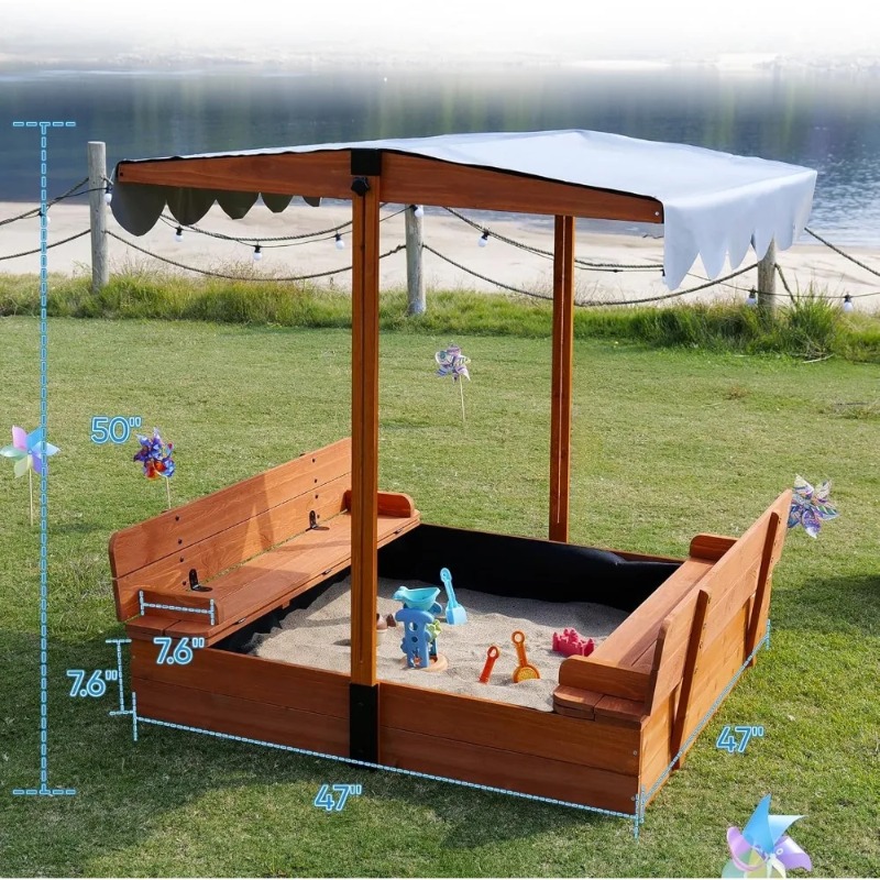 Holz-Sandkasten für Kinder mit – Kids Outdoor Bench Bewertung und Preis