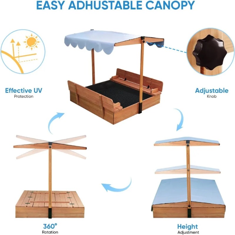 Holz-Sandkasten für Kinder mit – Kids Outdoor Bench Bewertung und Preis