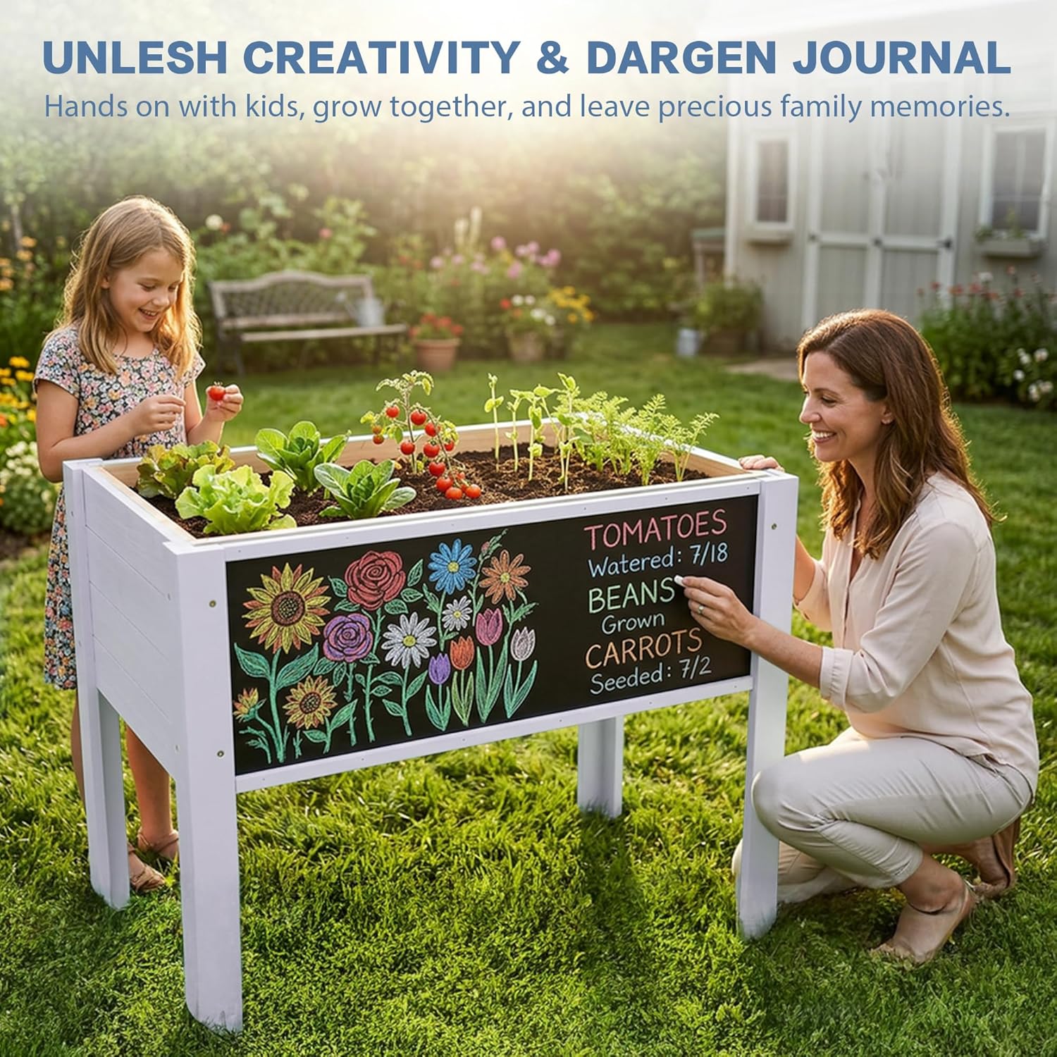Kinder-Hochbeet mit DIY-Tafel, – Kids Outdoor Chalkboard Bewertung und Preis